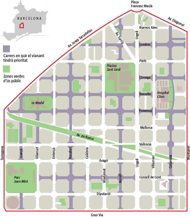 El peatón será el rey absoluto en la Esquerra del Eixample.